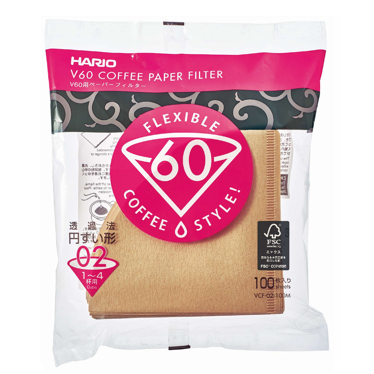 Hario V60 Natural Coffee Filters 100pc